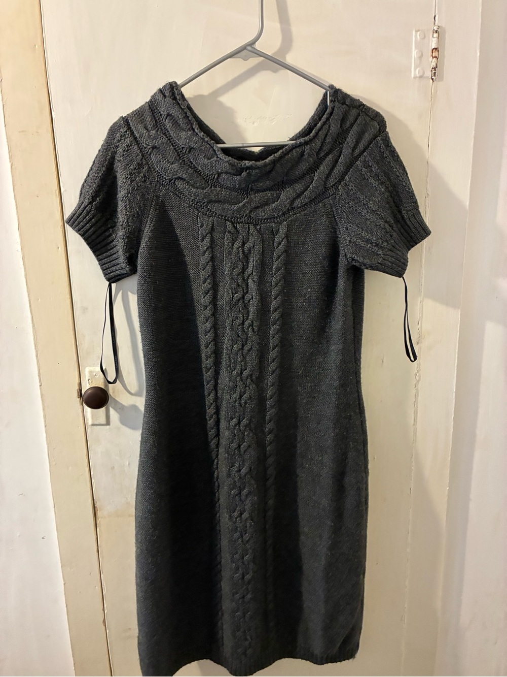 Calvin Klein Womens Dress no size Gray Short Sleeve Cable Knit Sweater Dress